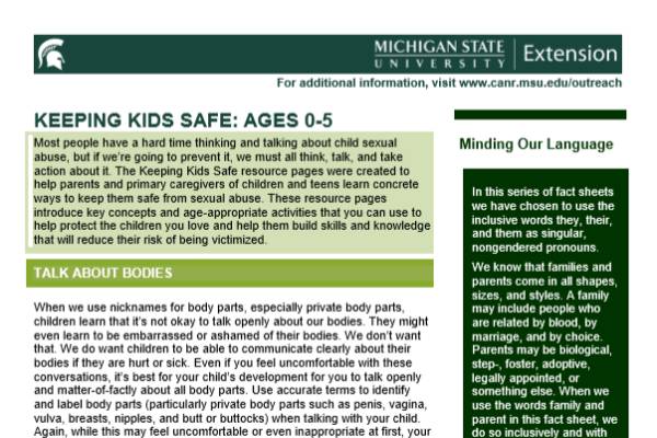 Keeping Kids Safe: Ages 0-5 - Creating Safe Environments for Youth