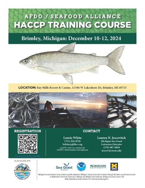 Seafood HACCP hazard analysis critical control point training Michigan Sea Grant