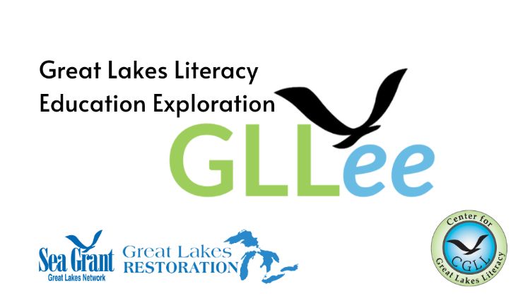 decorative element showing the GLLee logo and those of the sponsors, Sea Grant, Great Lakes Restoration Initiative, and the Center for Great Lakes Literacy