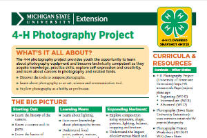 Michigan 4-H Cloverbud Snapshot Sheet: 4-H Photography Project (4H1728)