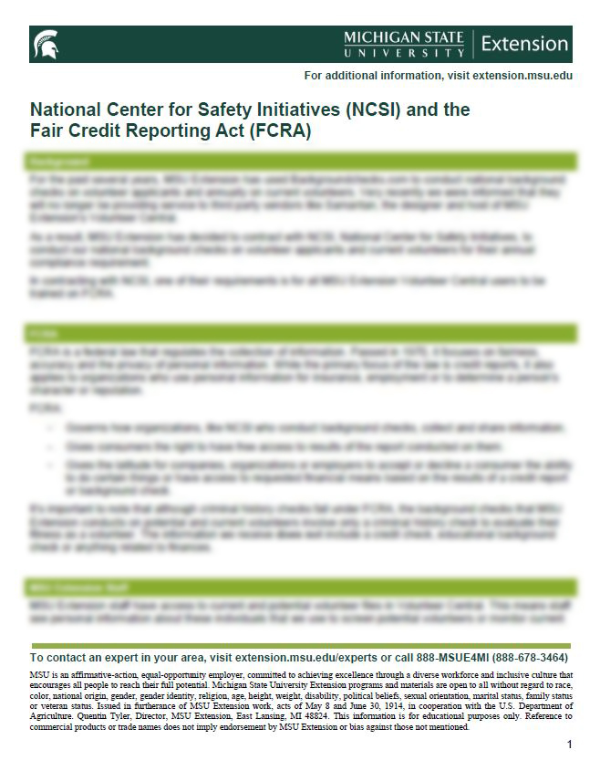 Thumbnail of the National Center for Safety Initiatives and the Fair Credit Reporting Act document.