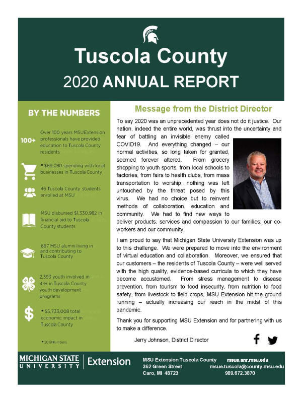 2020 Tuscola Annual Report Cover