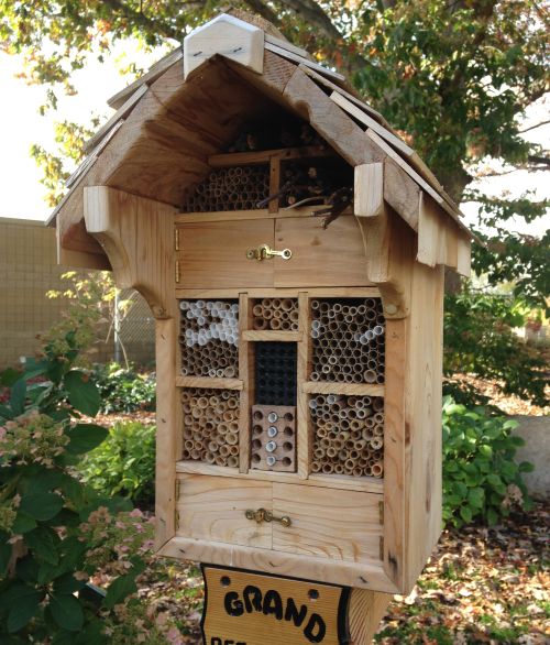 A bee hotel in MSU Extension’s Grand Ideas Garden. Photo by Rebecca Finneran, MSU Extension.