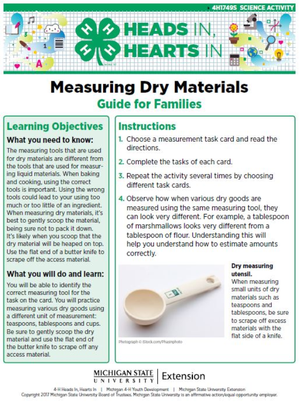 Measuring Dry Materials cover page.