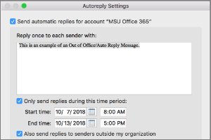 out of office on mac