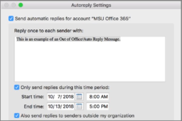 how to set up an out of office on mac mail