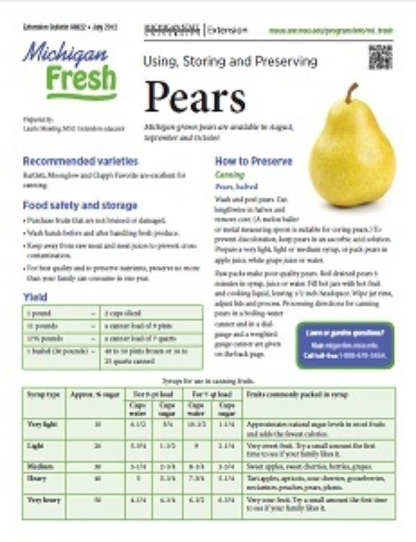 Michigan Fresh Using, Storing, and Preserving Pears (HNI22) MSU