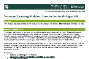 Volunteer Learning Modules: Introduction to Michigan 4-H