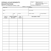 This is an image of the 4-H Spring Achievements registration form.