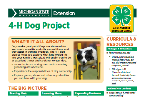 Michigan 4-H Cloverbud Snapshot Sheet: 4-H Dog Project (4H1724)