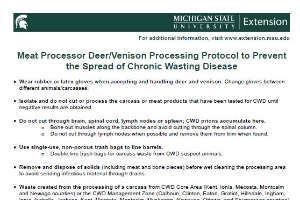 Meat Processor Deer/Venison Processing Protocol to Prevent the Spread of Chronic Wasting Disease