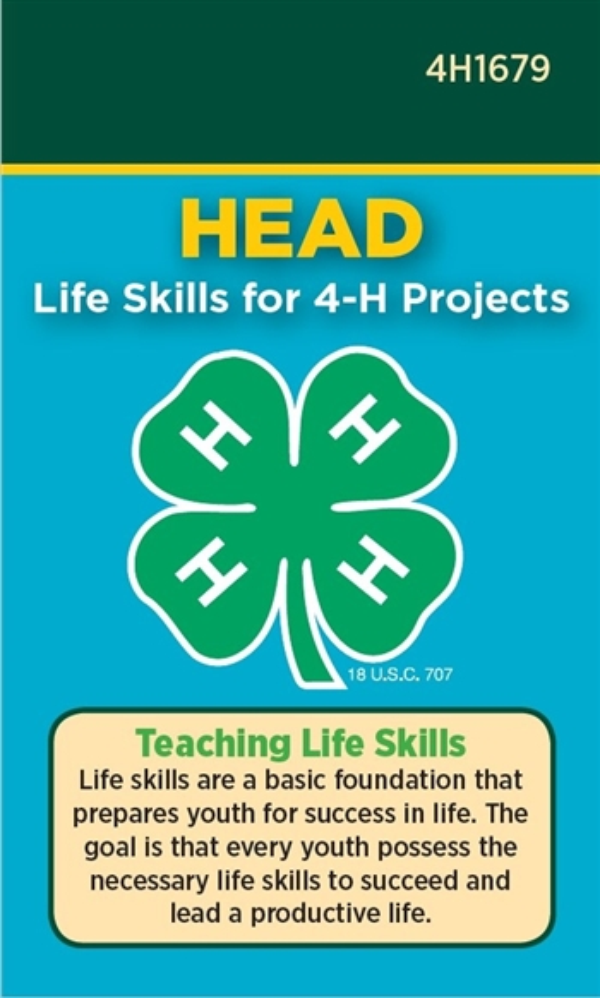 Photo of cover of 4-H Head Life Skills Pocket Card.