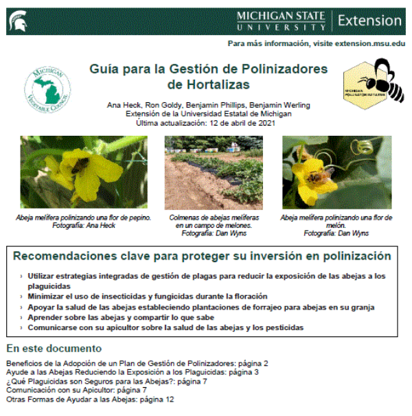 Image of the cover page of the vegetable pollinator stewardship guide