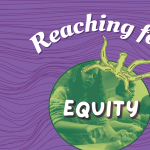 Reaching for Equity in All Lives podcast cover art includes a graphic of a green tomato with a photo of a young girl cooking superimposed inside.