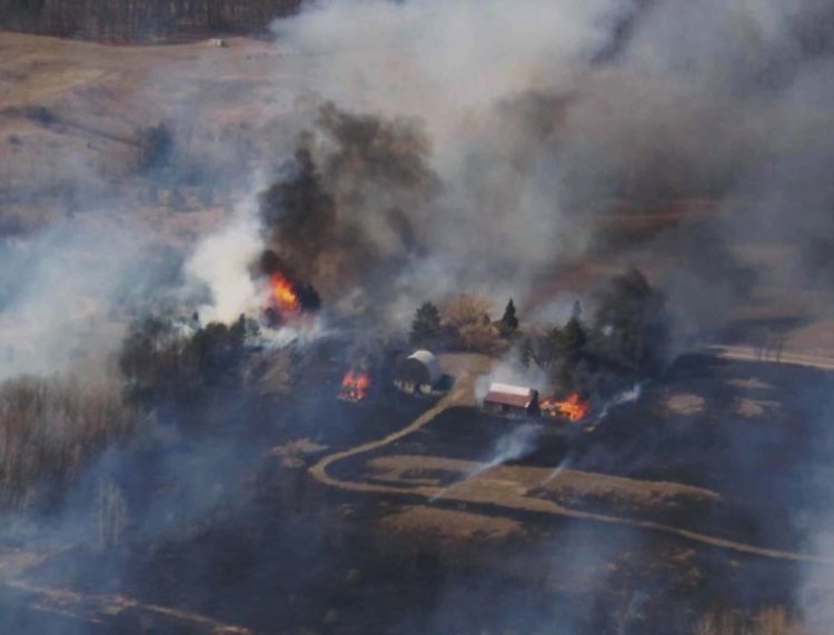 Wildland fire consumes farm in Manistee County. Photo credit: Jed Jaworski