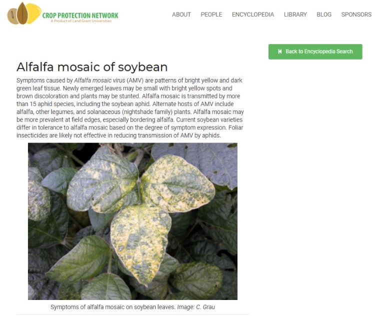 The Crop Protection Network website features an encyclopedia of field crop diseases designed to help farmers identify diseases.