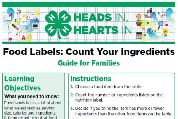 Heads In, Hearts In: Food Labels: Count Your Ingredients - 4-H