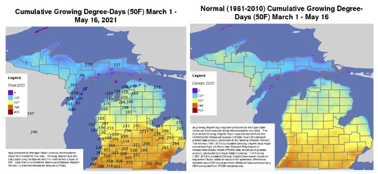 Growing degree days in Michigan.