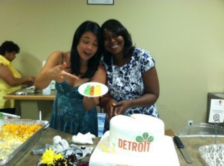 Jess Daniel and Devita Davison at the Detroit Kitchen Connect launch event.