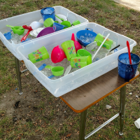 Homemade ice sensory table.