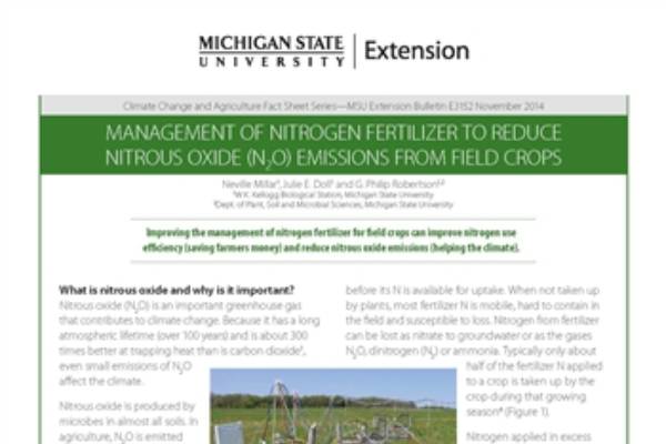 Management Of Nitrogen Fertilizer To Reduce Nitrous Oxide Emissions From  Field Crops (E3152) - Msu Extension
