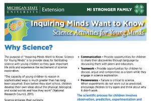 Inquiring Minds Want to Know: Why Science?