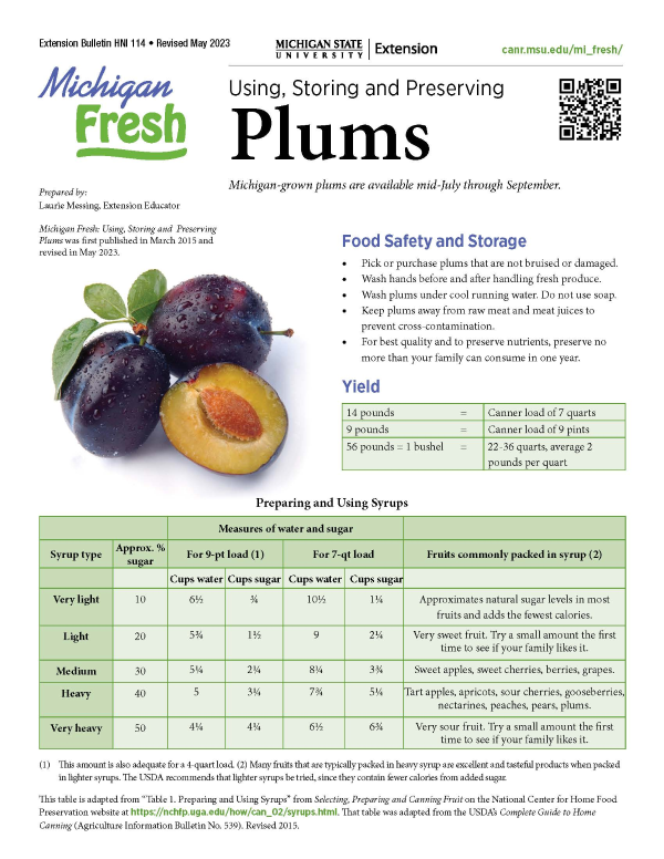 Michigan Fresh: Using, Storing, and Preserving Plums (HNI114