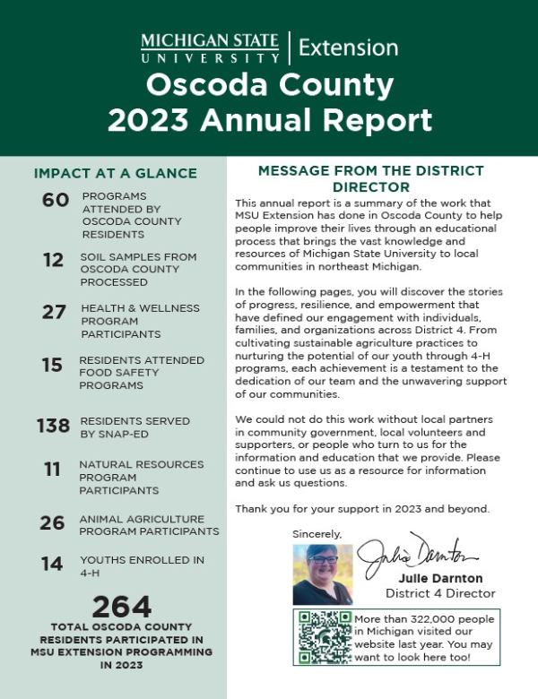 Oscoda County 2023 annual report cover