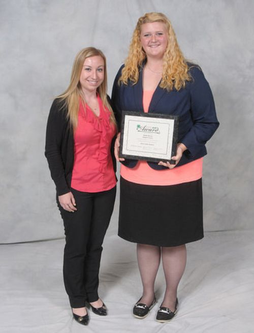 Shelby Berens, 2015 Senior State Award Winner in Dairy Science, with Brianna Banka of the United Dairy Industry of Michigan. The 4-H dairy program thanks the United Dairy Industry of Michigan for sponsoring this award.