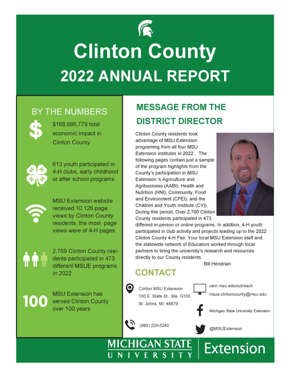 First page of 2022 Clinton County MSU Extension annual report