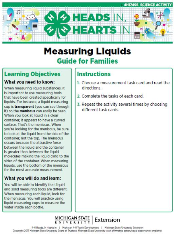 Measuring Liquids cover page.