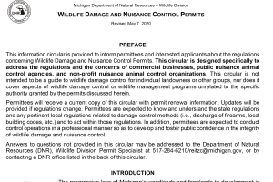 MDNR Wildlife Damage and Nuisance Control Permits