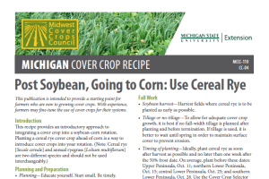 Cover Crop Recipes: Post Soybean, Going to Corn: Use Cereal Rye