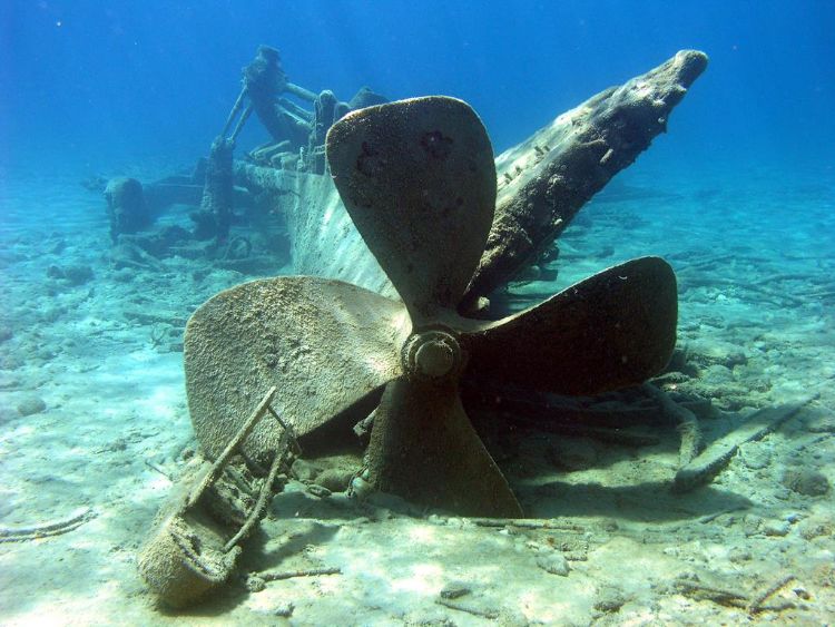 The propeller of the Monohansett can be seen at the Thunder Bay National Marine Sanctuary in Alpena. Photo: NOAA/Thunder Bay National Marine Sanctuary