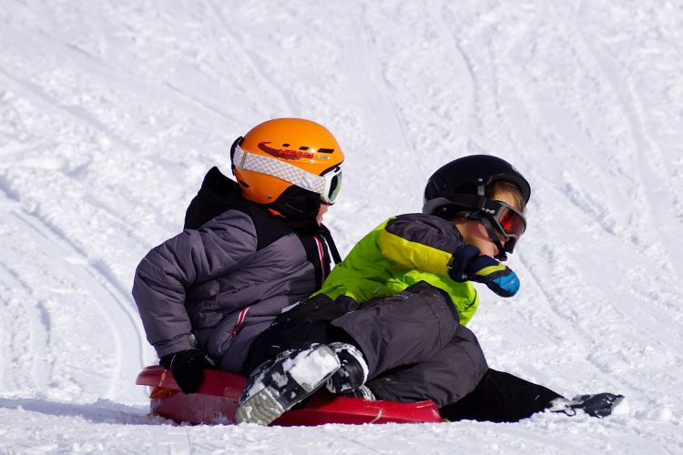 Kids playing in snow