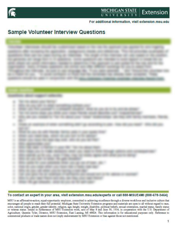interview sample questions page blurred out