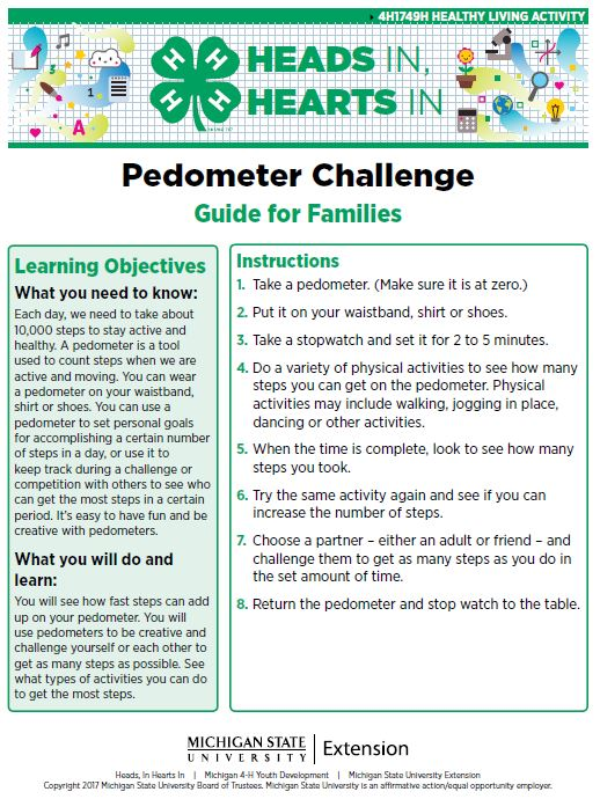 Pedometer Challenge cover page.