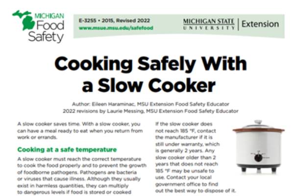 Slow cookers and food safety