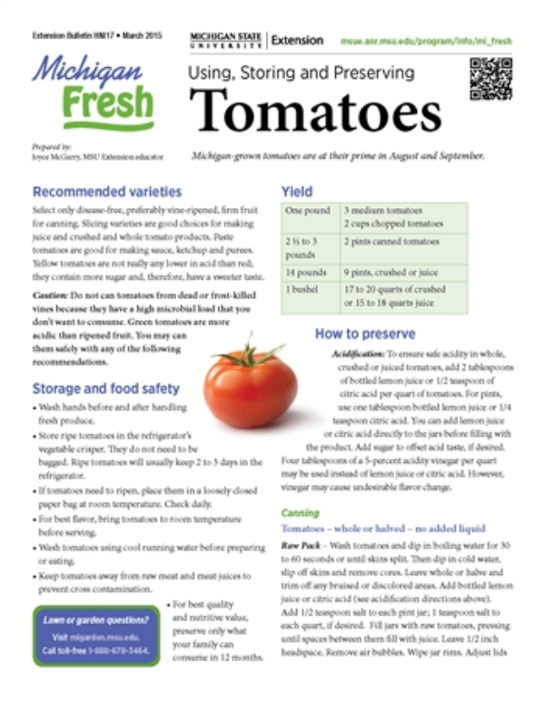 Michigan Fresh Using Storing And Preserving Tomatoes Hni17