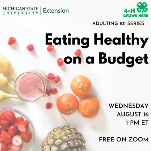 Event title with a photo of food, including the MSU Extension and 4-H logo