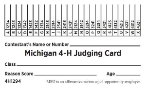 Michigan 4H judging card 4H1294