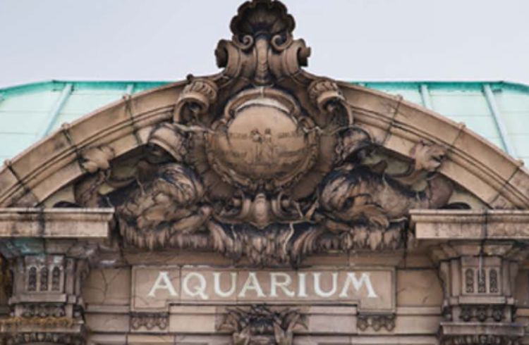 Photo of the top of the Aquarium building at Belle Isle, Detroit, Michigan
