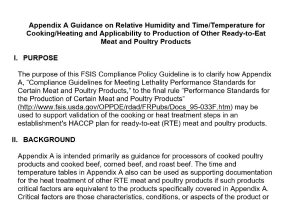 Appendix A Guidance on Relative Humidity and Time/Temperature for Cooking/Heating and Applicability to Production of Other Ready-to-Eat Meat and Poultry Products