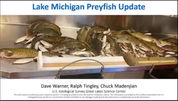 Front page of presentation by Dave Warner Lake Michigan Preyfish Update