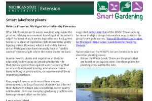 Smart lakefront plants