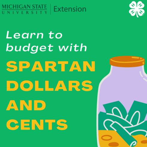 MSU Extension and 4-H Logo is displayed at the top. There is a jar full of money on the left.