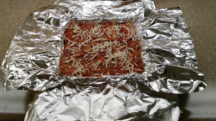 Frozen casserole in aluminum foil | Photo by Jeannie Nichols