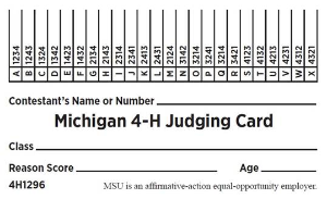Michigan 4-H Judging Card 4H1296