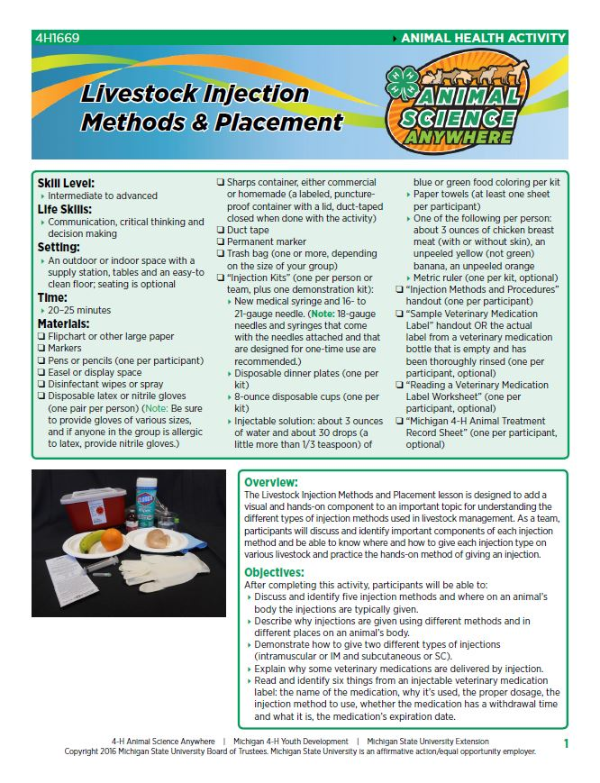 Livestock Injection methods & placement - 4-H Animal Science