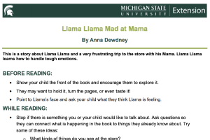 Llama Llama Mad at Mama Family Book Sheet